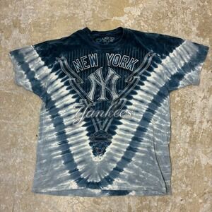 New York Yankees Shirt Mens Large USA Blue Tie Dye MLB Baseball Liquid Blue AOP